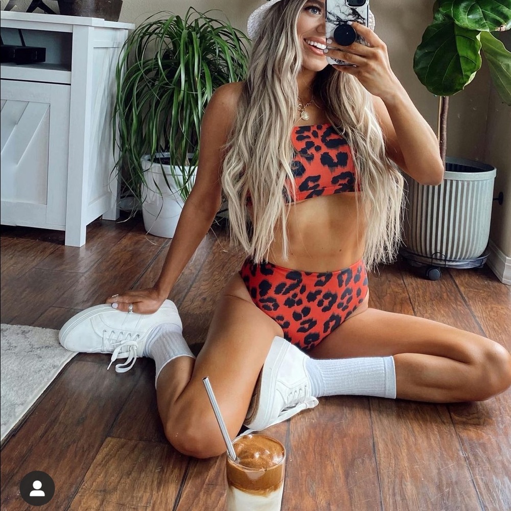Cheetah print swim two piece